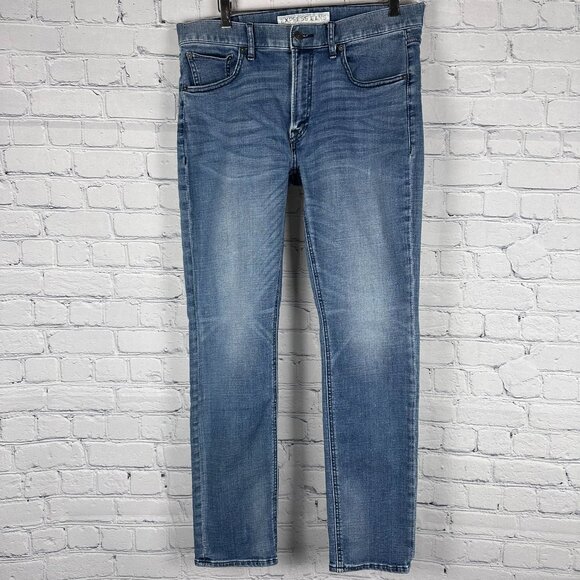 Express Men's Alec Skinny Fit Skinny Leg Jeans, Size W34 x L32, Medium Blue Wash - Picture 3 of 12